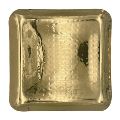 Brass Plated Hammered Square Plate / Platter 15cm