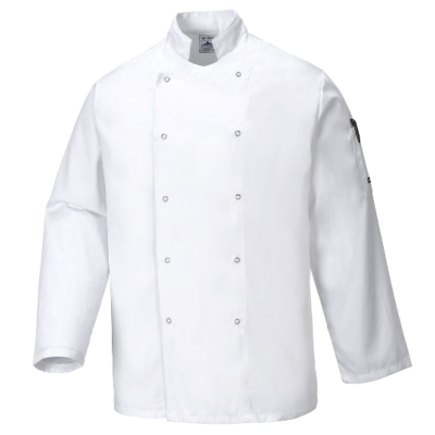 Portwest Suffolk Chef's Jacket Long Sleeve White Large - C833