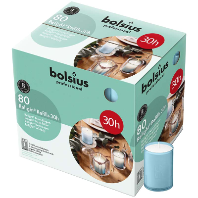Bolsius Relight Refills Aqua 30 Hour (Pack 80)