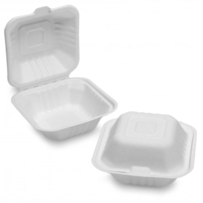 Bagasse White Burger Box (152x152x78mm/6") HP6 (Pack 50)