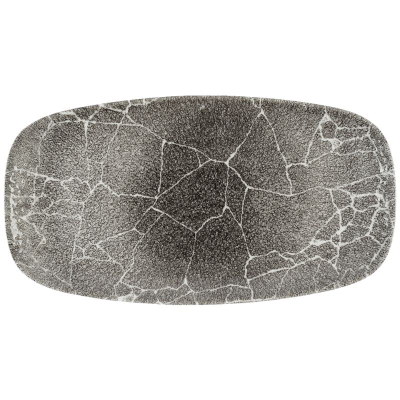 Churchill Kintsugi Reverse Quartz Black Chefs Oblong Plate 13.88x7.38" (Pack 6)