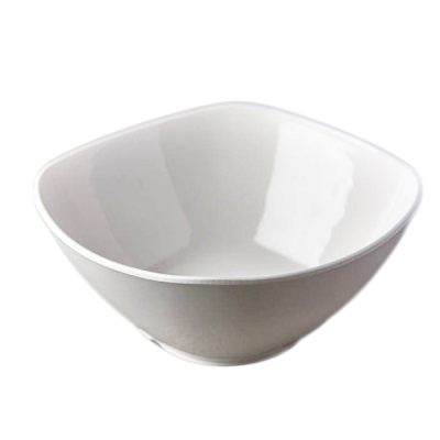 Melamine Square Round Bowl White 19cm