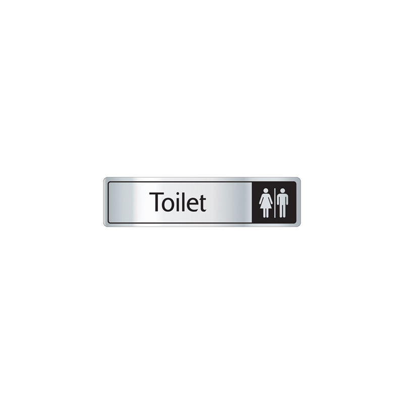 Black On Silver Toilet Sign Horizontal | Cooksmill