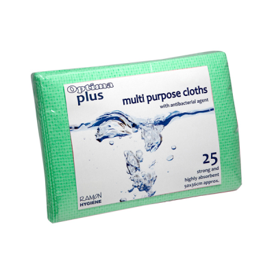 Optima Plus Super Absorbent Multi Purpose Cloths Green 50 x 36cm (Pack 25)