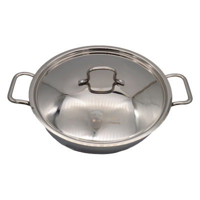 Stainless Steel Tri Ply Karahi with Lid 30cm