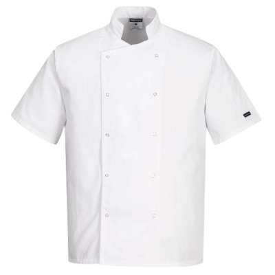 Portwest Cumbria Chef's Jacket Short Sleeve White Small - C733