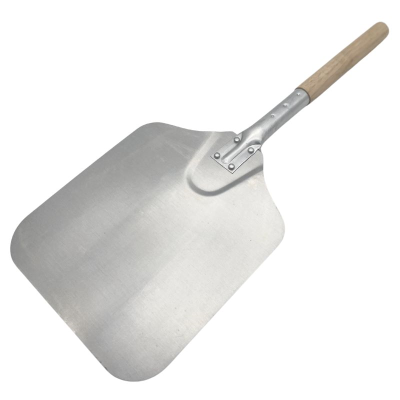 Pizza Peel with Reinforced Aluminium Blade 9"x9" and Wooden Handle, Overall Length 20"