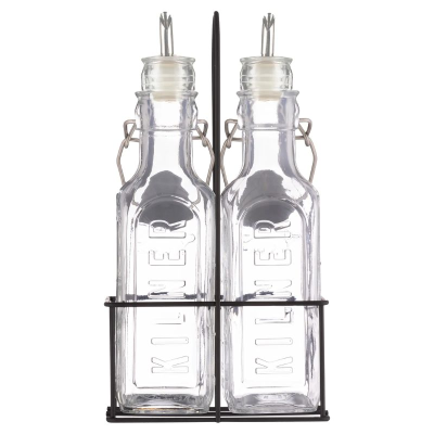 Kilner Set of 2 Oil Bottles with Metal Rack 0.3 Litre (Pack 2)