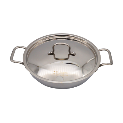 Stainless Steel Tri Ply Karahi with Lid 26cm