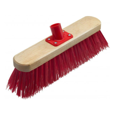 Wooden Broom Head and Handle Complete 12" Red PVC