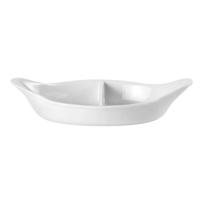 Porcelite Divided Oval Eared Dish 28cm