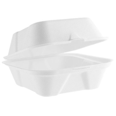 Bagasse White Burger Box (132x132x65mm/5") HP7 (Pack 50)