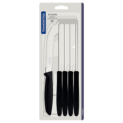 Tramontina Black Handle Multipurpose Pointed Tip Kitchen Knife Set ...