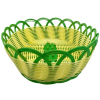 Large Oval Woven Basket With Green Trim 28x22cm