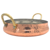 Copper Plated Hammered Round Curved Serving Dish with Brass Handles 16cm