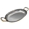 Brass Plated Hammered Oval Serving Dish with Brass Handles 21cm