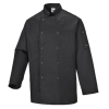 Portwest Suffolk Chef's Jacket Long Sleeve Black Large - C833