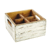 Vintage Wooden Table Caddy, White, 17x17cm, 4 Comp