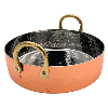 Copper Plated Hammered Round Serving Dish with Brass Handles 15cm x 4cm