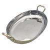 Brass Plated Hammered Oval Serving Dish with Brass Handles 26cm