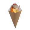 Kraft Cones with Sauce Corner 354 x 212mm (Pack 500)