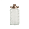 Large Lattice Glass Jar With Copper Finish Lid 1200ml