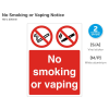 No Smoking or Vaping Sign 150 x 200mm