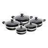 Royal Cuisine 10pcs Casserole Set Black with Marble Coating