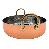 Copper Plated Hammered Round Serving Dish with Brass Handles 15cm x 4cm