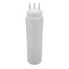 Squeeze Sauce Bottle Triple / 3 Nozzle 24oz Clear