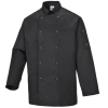 Portwest Suffolk Chef's Jacket Long Sleeve Black Medium - C833