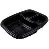 3 Compartment 678 / 179 / 179 ml Black Microwaveable Container (Pack 40)