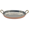 Copper Plated Hammered Oval Serving Dish with Brass Handles 26cm