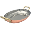 Copper Plated Hammered Oval Serving Dish with Brass Handles 21.5cm