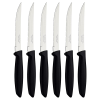 Tramontina Black Handle Multipurpose Pointed tip Kitchen Knife Set (Pack 6)