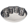 Stainless Steel Simple Thali Set with 4 Ramekins 34cm