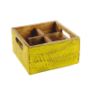 Vintage Wooden Table Caddy, Yellow, 17x17cm, 4 Comp