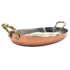 Copper Plated Hammered Oval Serving Dish with Brass Handles 26cm