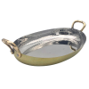 Brass Plated Hammered Oval Serving Dish with Brass Handles 26cm