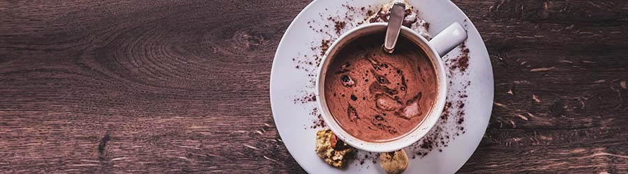 Image of a hot chocolate in a cup and saucer