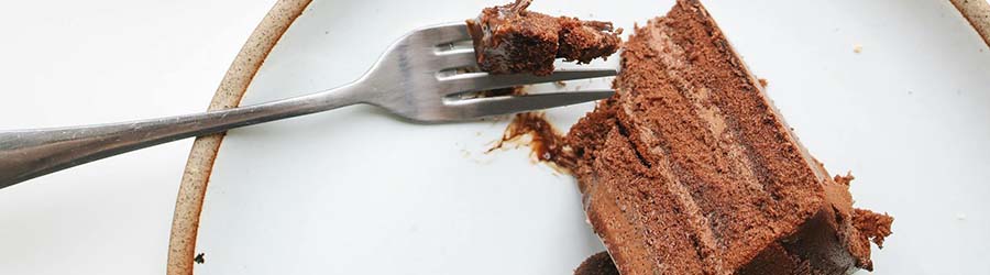 Slice of chocolate cake on a plate