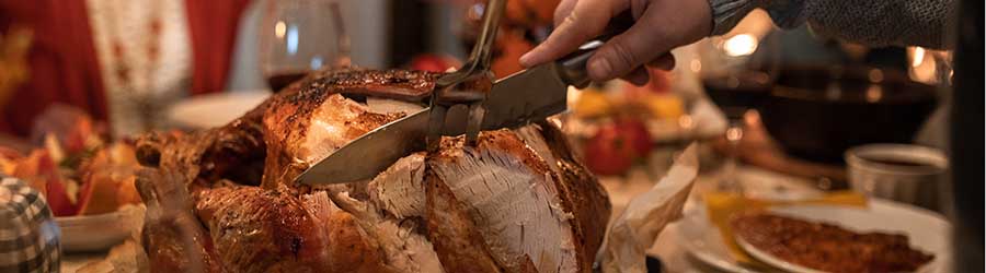 Close up of carving turkey