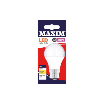 Maxim LED GLS Blub Bayonet Cap Warm White 6w (Pack 10)