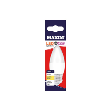 Maxim LED Candle Bulb Edison Screw Warm White 6w (Pack 10)