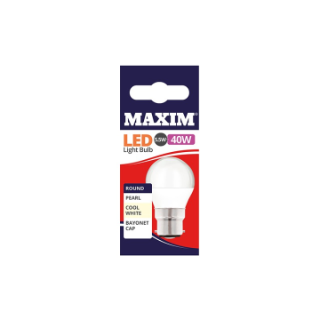 Maxim LED Round Bulb Bayonet Cap Cool White 5.5w (Pack 10)