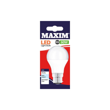 Maxim LED GLS Blub Bayonet Cap Day Light White 10w (Pack 10)