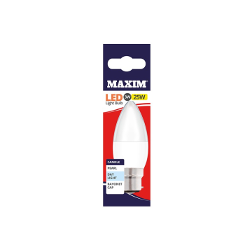 Maxim LED Candle Bulb Bayonet Cap Day Light White 3w (Pack 10)