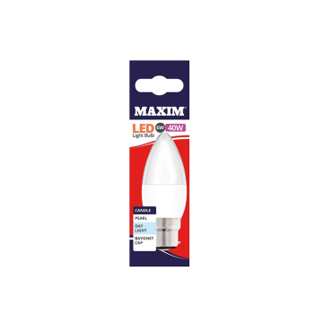 Maxim LED Candle Bulb Bayonet Cap Day Light White 6w (Pack 10)