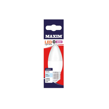 Maxim LED Candle Bulb Edison Screw Day Light White 6w (Pack 10)