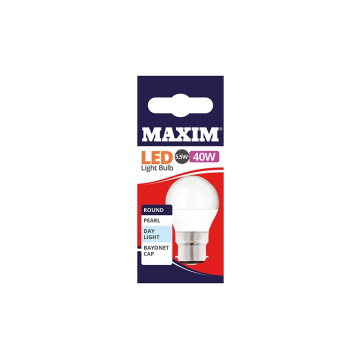 Maxim LED Round Bulb Bayonet Cap Day Light White 5.5w (Pack 10)